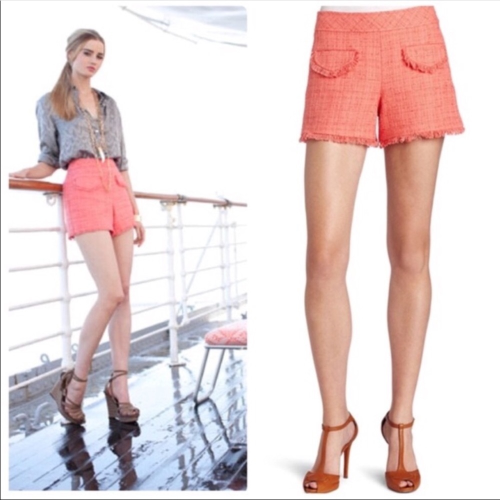 Trina Turk Corinna Tweed fringe shorts size 4